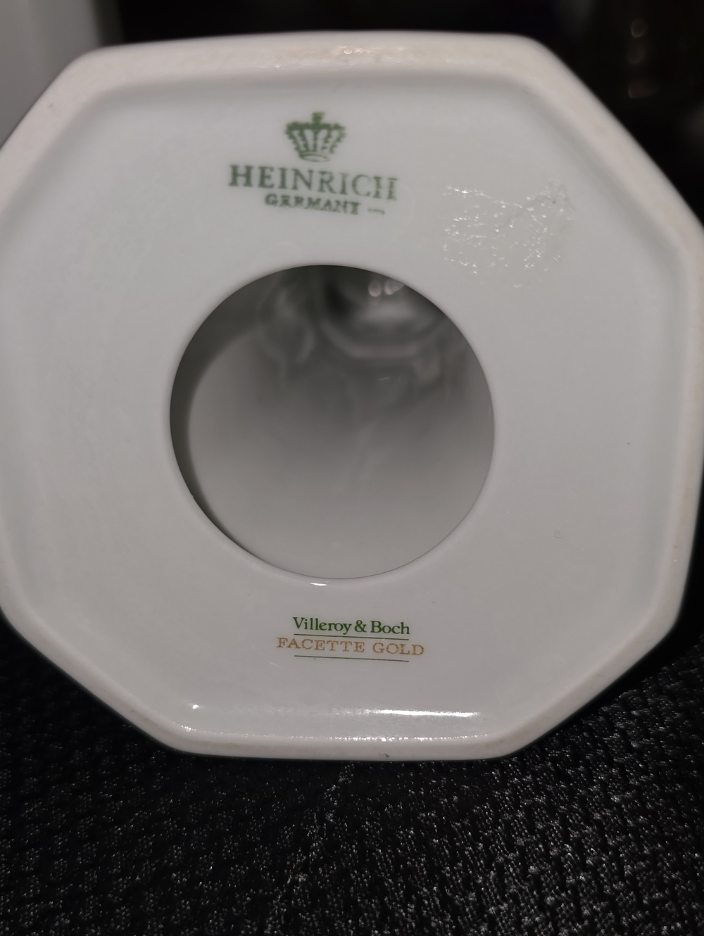 Villeroy & Boch White Porcelain Candle Holder with Gold Trim